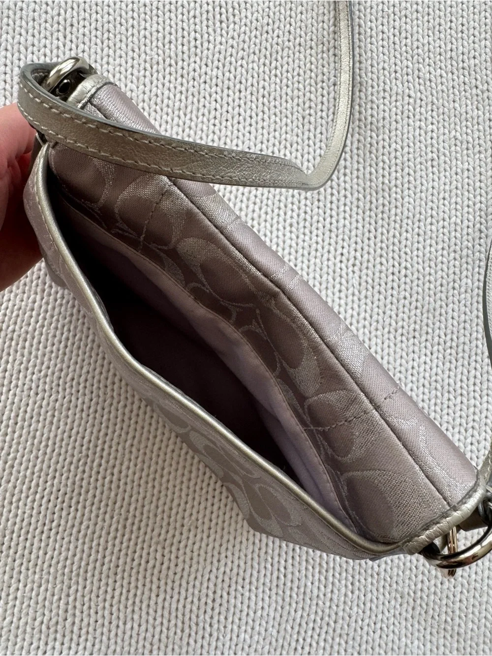 Coach Metallic Taupe Signature Saddle Crossbody